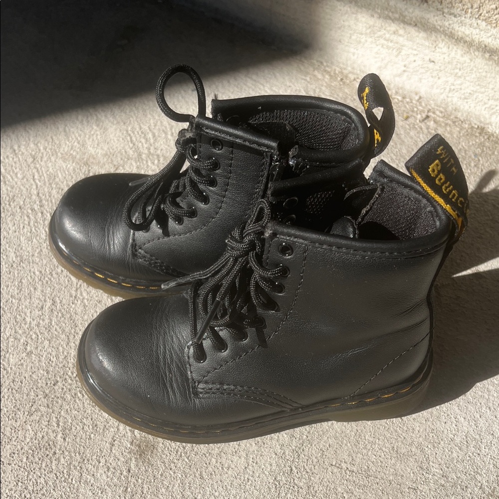 Dr. Martens Kids Black Leather Boots